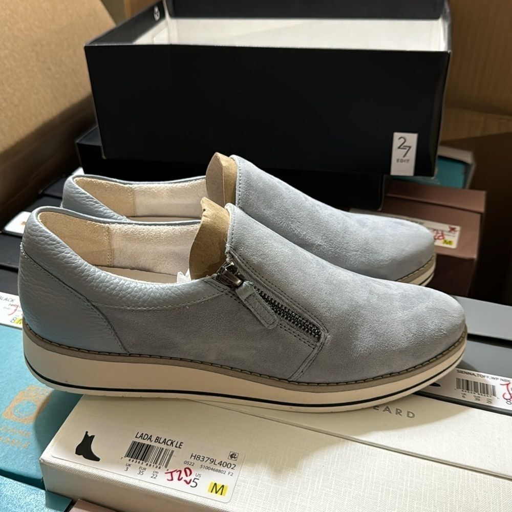 27 Edit Naturalizer Womens Devlyn Zip Up Loafers Glacier Grey - Picture 5 of 6